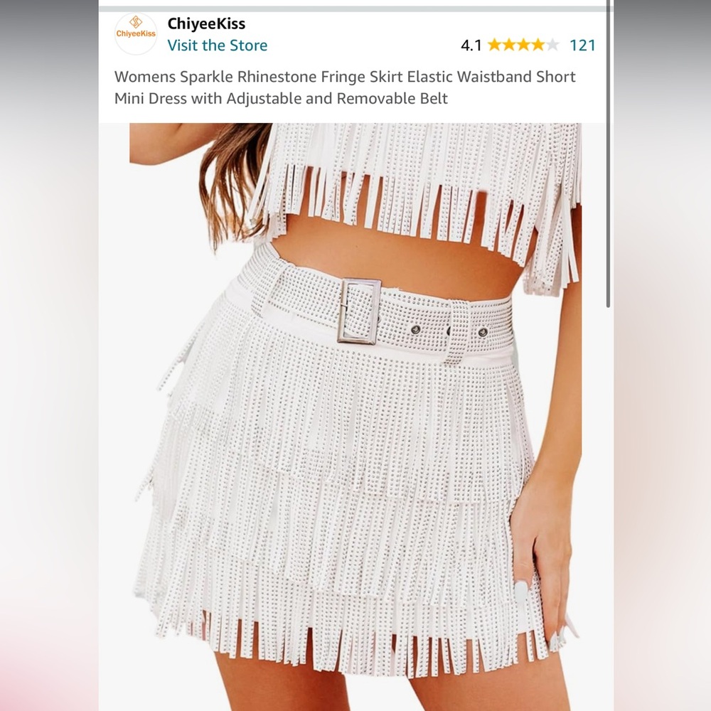 Sparkle Rhinestone Fringe Skirt - Picture 2 of 5